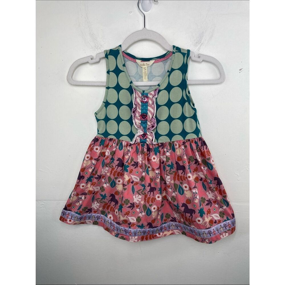Matilda Jane Teal Polka Unicorn Tunic Dress size 8 (girls)